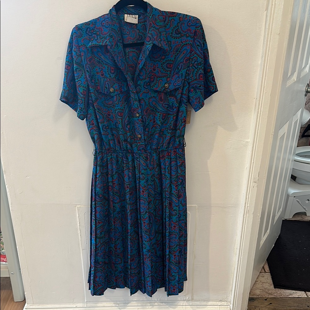 Paisley Print Blue Dress